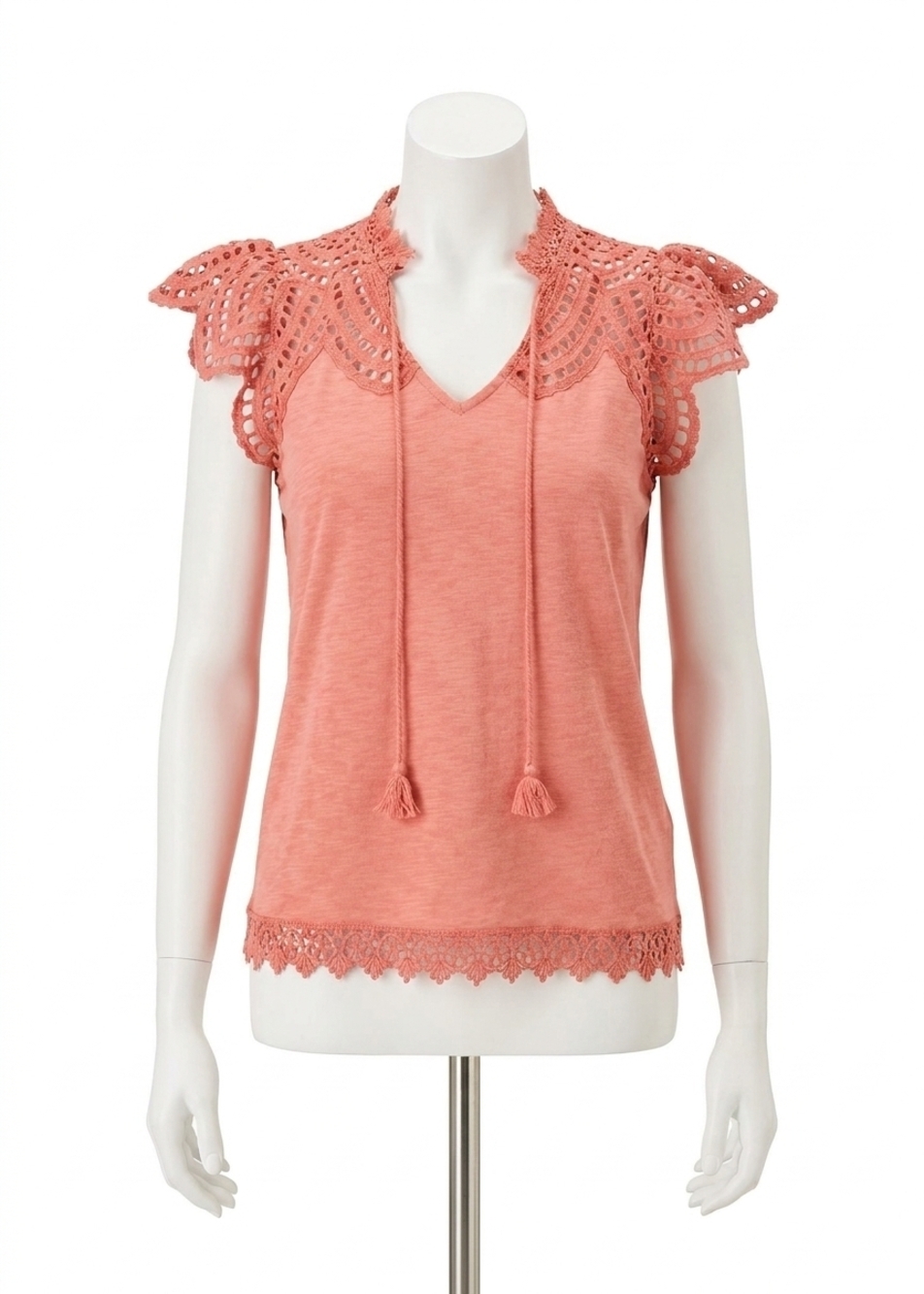 NEW FDJ felia flutter sleeve placed eyelet top in clay